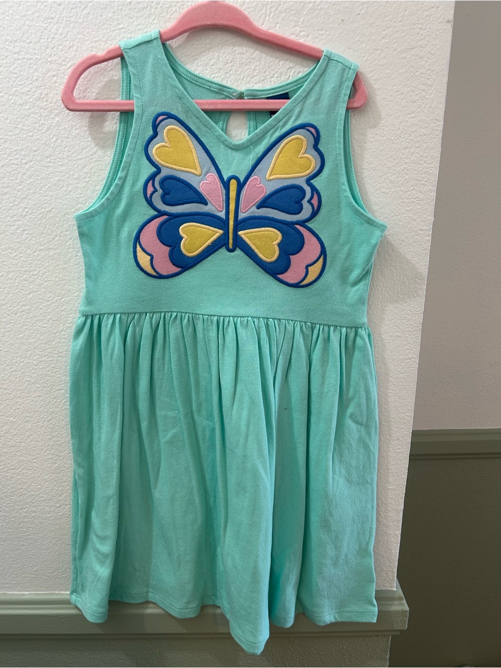 Old Navy Mint Green Dress with Multicolor Butterfly Applique